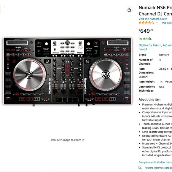 Numark NS6 Professional 4-Channel DJ Controller Mixer - Picture 4 of 7